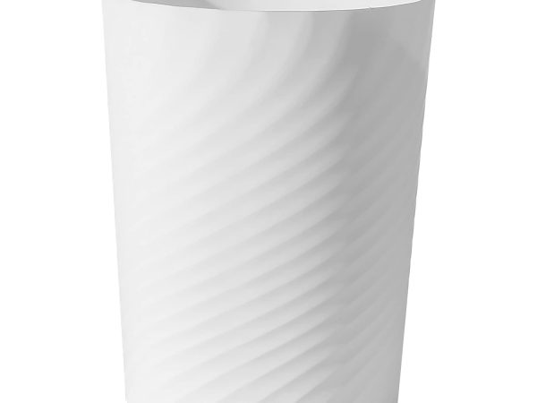 Plastic Small Trash Can Wastebasket, Garbage Container Basket for Bathrooms, Laundry Room, Kitchens, Offices, Kids Rooms, Dorms, (White, 1.8 Gallon)