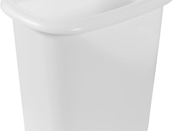 Vanity Trash Can/Wastebasket 1.5-Gallons/6-Quarts White for Under Counter/Kitchen/Office/Bedroom/Bathroom
