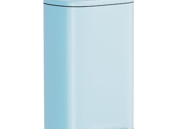 Stainless Steel Trash Can with Lid - Removable Inner Bucket, Foot Pedal Soft Close for Office, Home, Kitchen Garbage Bin (Blue, 13 G)