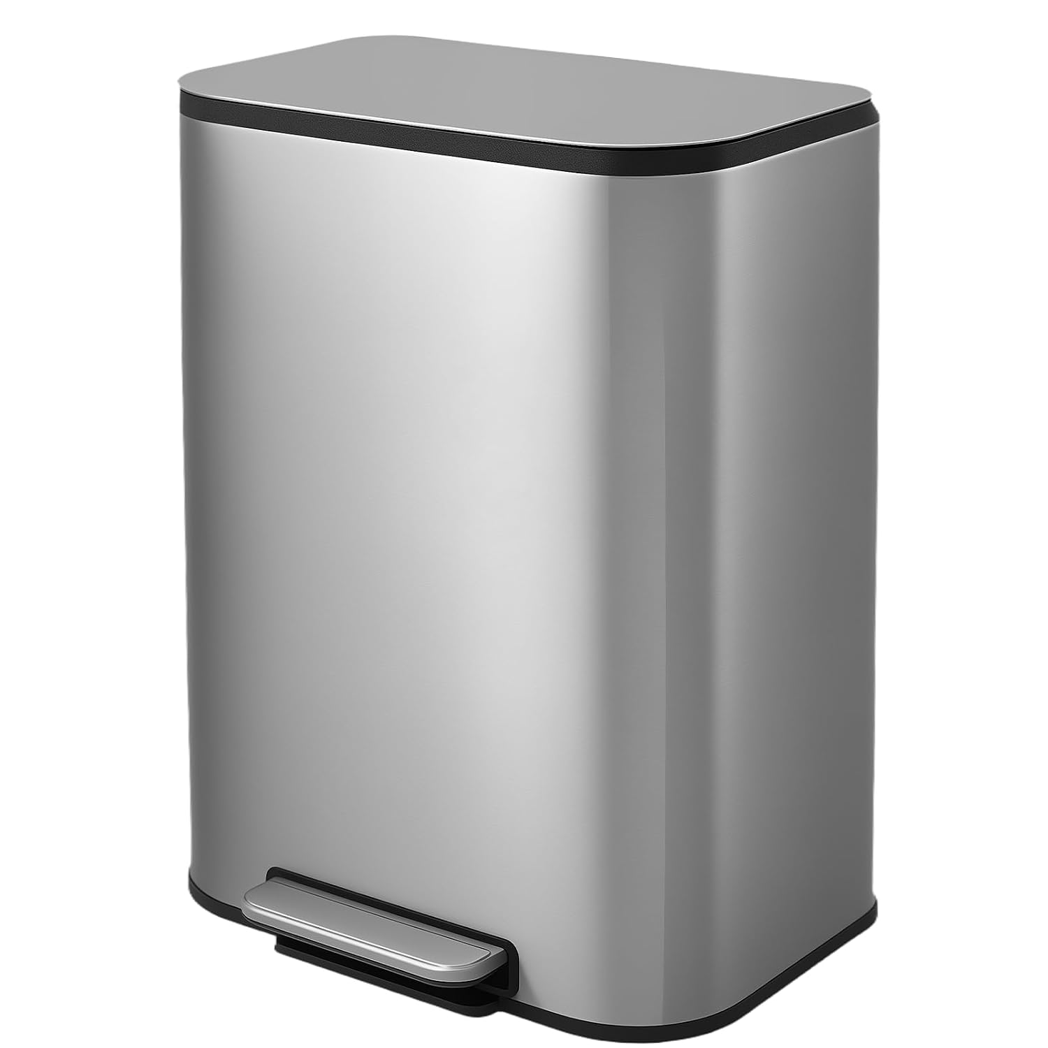 Home 14 Gallon / 50L Large Capacity Kitchen Garbage Can, Stainless Steel Step Pedal, Fingerprint Resistant Soft Close Lid with Removable Inner Bucket for Home & Commercial