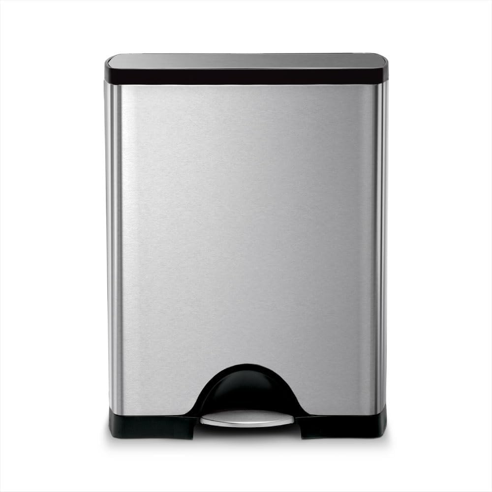 50 Liter / 13.0 Gallon Rectangular Kitchen Step Trash Can, Brushed Stainless Steel