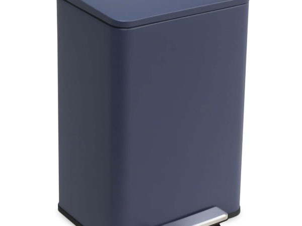 13.2 Gallon/50 Liter, Kitchen Trash Can, Stainless Steel, Step-On Garbage Bin with Removable Inner Bucket for Kitchen, Office, and Bedroom, Blue