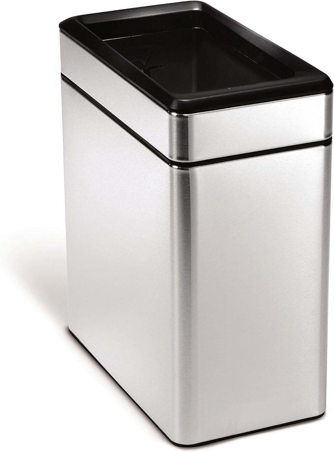 Slim Open Can, 10L / 2.6 Gallon Commercial Office Trash Can for Hotel Rooms, Conference Rooms, Reception, Heavy Duty Stainless Steel, ADA-Compliant, Brushed Stainless Steel