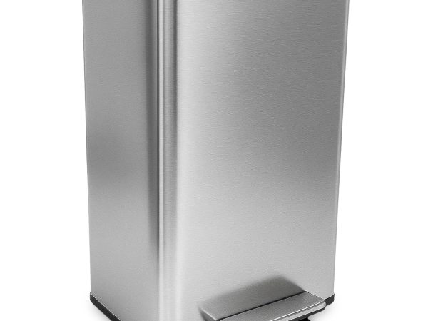 50 Liter / 13.2 Gallon Soft-Close, Smudge Resistant Trash Can with Foot Pedal and Built in Filter- Stainless Steel, Sleek Finish