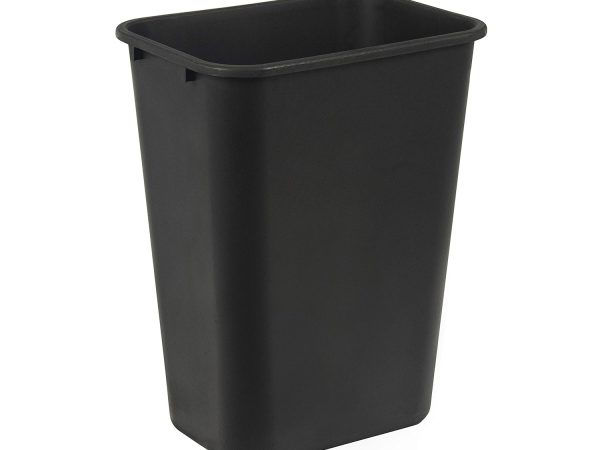 Rectangular Commercial Office Wastebasket, Easy to Clean, Space-Saving,15.5"L x 11.5"W x 20"H, 10 Gallon, Black