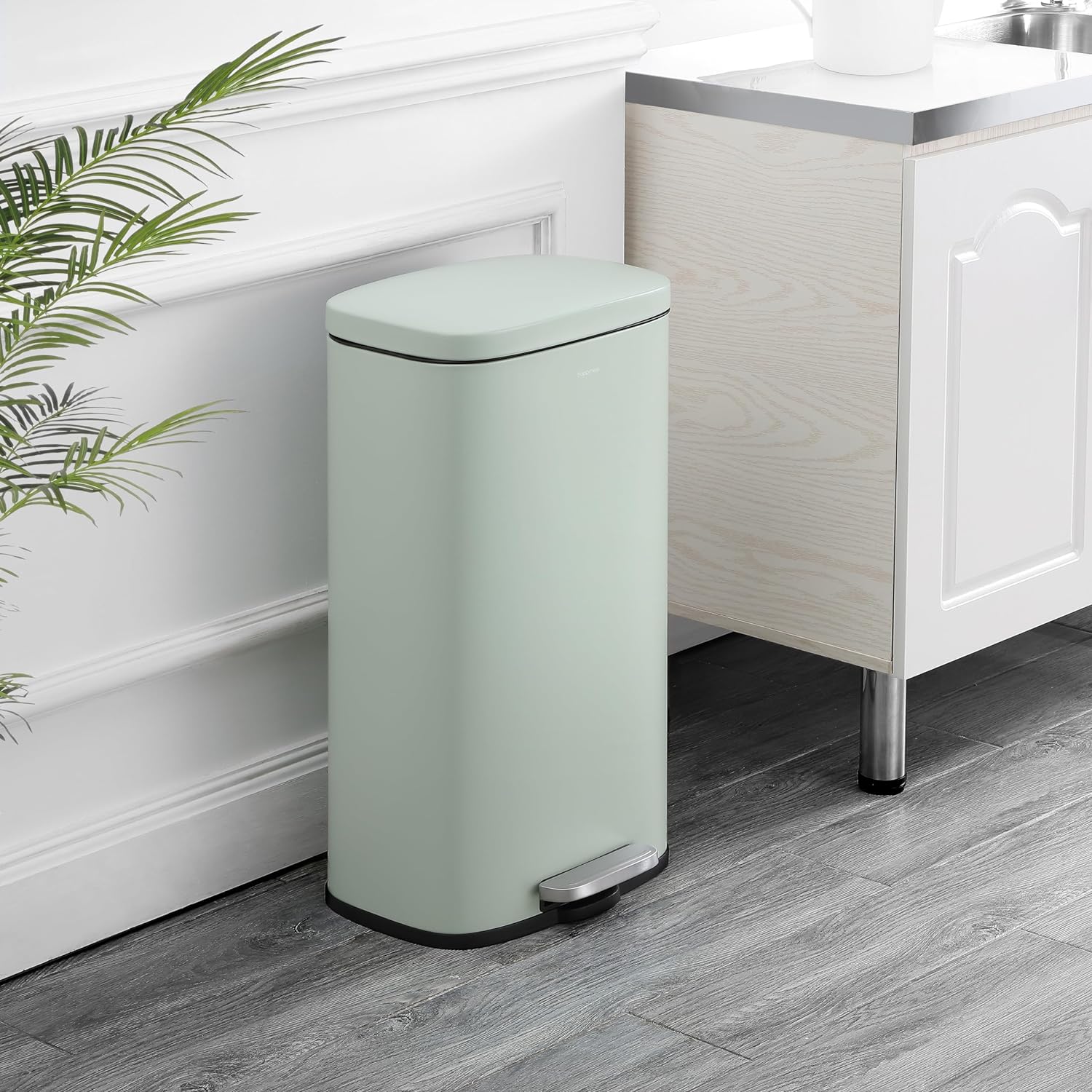 8-Gallon Step-Open Trash Can, Fingerprint Resistant, Modern, Minimalistic for Home, Kitchen, Laundry Room, Office, Bedroom, Bathroom, Pistachio Gelato - Image 2